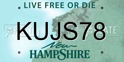 KUJS78 New Hampshire License Plate