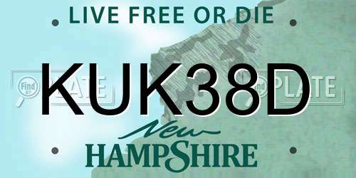 KUK38D New Hampshire License Plate