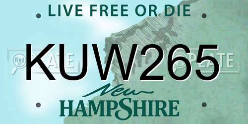KUW265 New Hampshire License Plate