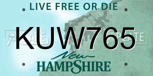 KUW765 New Hampshire License Plate