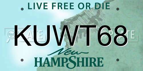 KUWT68 New Hampshire License Plate