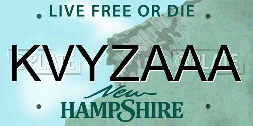 KVYZAAA New Hampshire License Plate