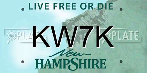 KW7K New Hampshire License Plate