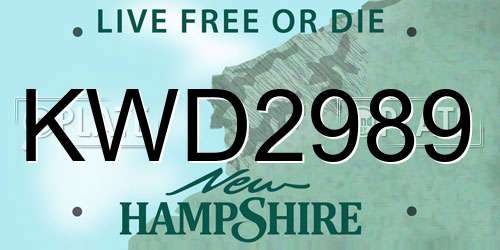 KWD2989 New Hampshire License Plate