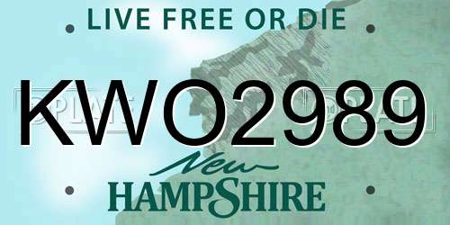KWO2989 New Hampshire License Plate