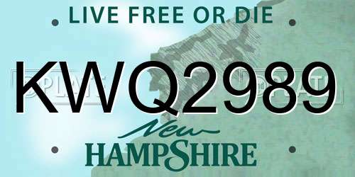 KWQ2989 New Hampshire License Plate