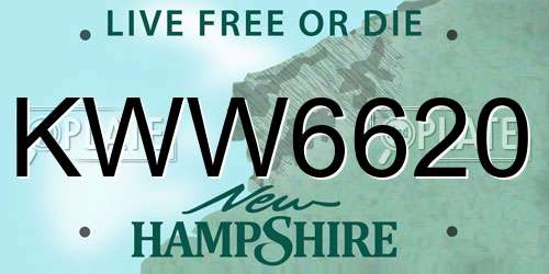 KWW6620 New Hampshire License Plate