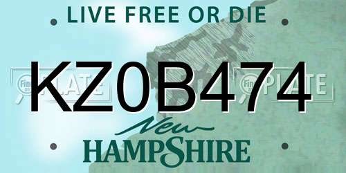 KZ0B474 New Hampshire License Plate
