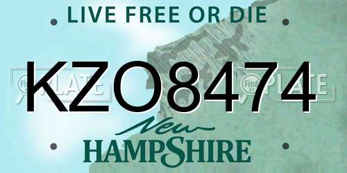 KZO8474 New Hampshire License Plate
