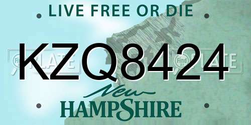 KZQ8424 New Hampshire License Plate