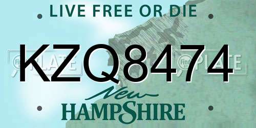 KZQ8474 New Hampshire License Plate