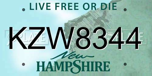 KZW8344 New Hampshire License Plate