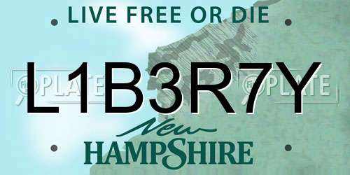 L1B3R7Y New Hampshire License Plate