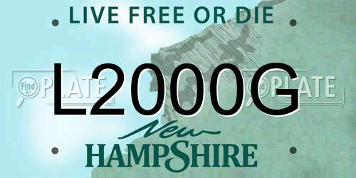 L2000G New Hampshire License Plate