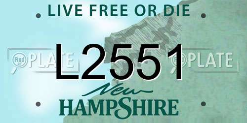 L2551 New Hampshire License Plate