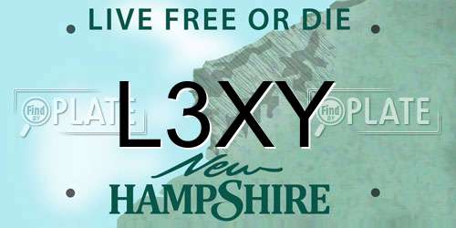 L3XY New Hampshire License Plate