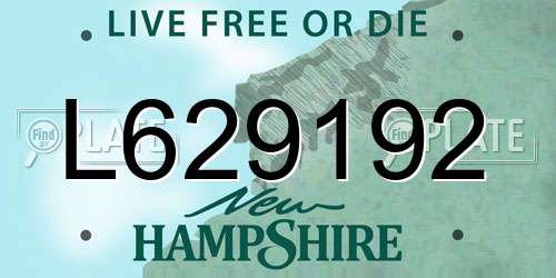L629192 New Hampshire License Plate