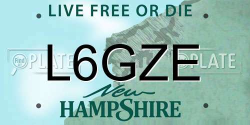 L6GZE New Hampshire License Plate