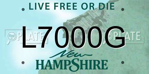 L7000G New Hampshire License Plate