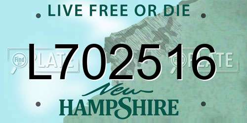 L702516 New Hampshire License Plate