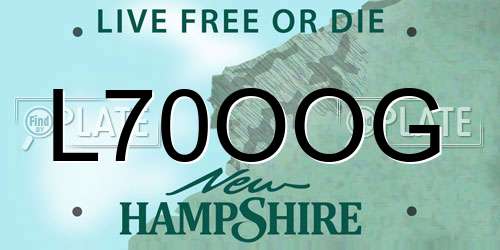 L70OOG New Hampshire License Plate