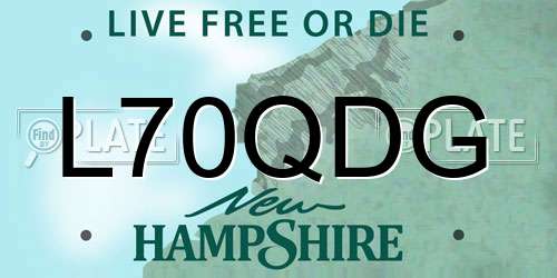 L70QDG New Hampshire License Plate