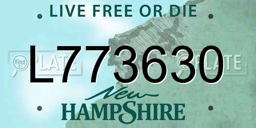 L773630 New Hampshire License Plate