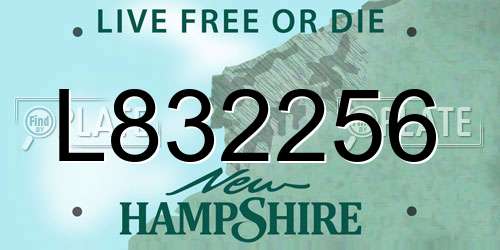 L832256 New Hampshire License Plate