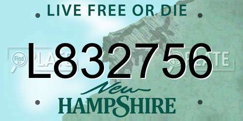 L832756 New Hampshire License Plate