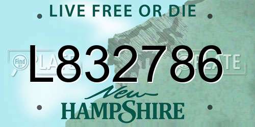 L832786 New Hampshire License Plate