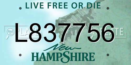 L837756 New Hampshire License Plate