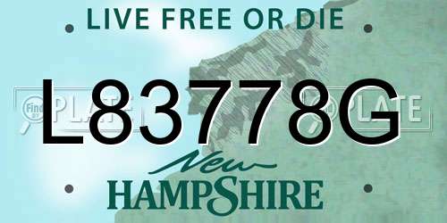 L83778G New Hampshire License Plate