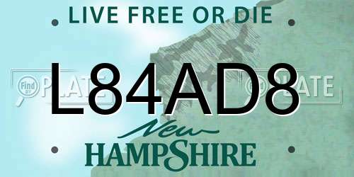 L84AD8 New Hampshire License Plate