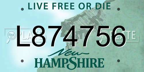 L874756 New Hampshire License Plate
