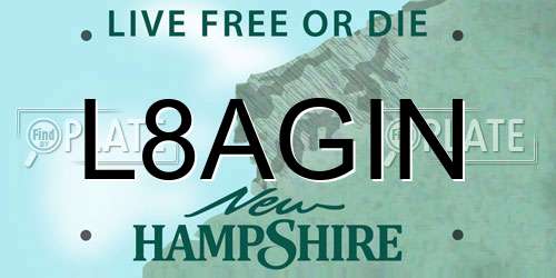L8AGIN New Hampshire License Plate