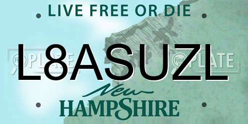 L8ASUZL New Hampshire License Plate