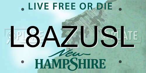 L8AZUSL New Hampshire License Plate