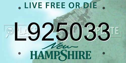 L925033 New Hampshire License Plate