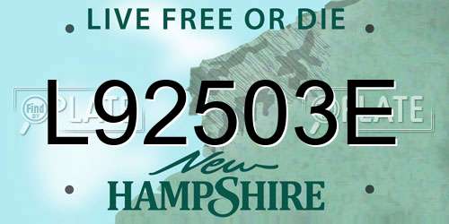 L92503E New Hampshire License Plate