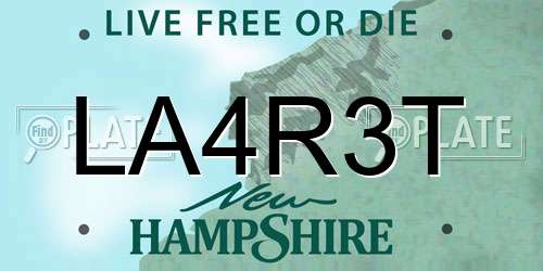 LA4R3T New Hampshire License Plate