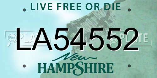 LA54552 New Hampshire License Plate