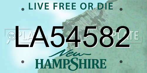 LA54582 New Hampshire License Plate