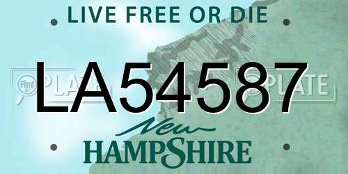 LA54587 New Hampshire License Plate