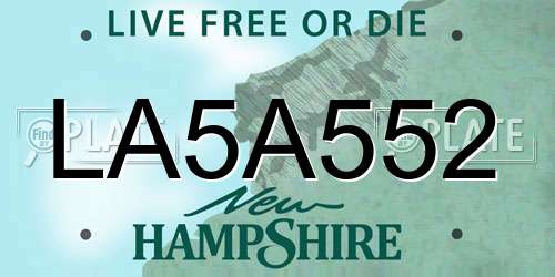 LA5A552 New Hampshire License Plate