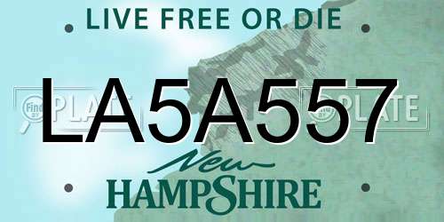 LA5A557 New Hampshire License Plate