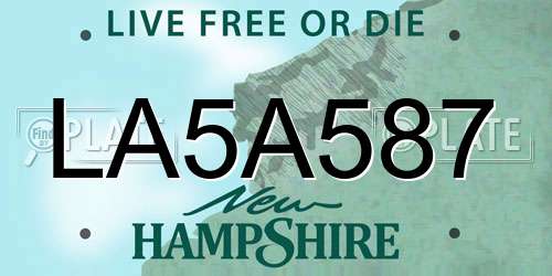 LA5A587 New Hampshire License Plate