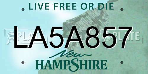 LA5A857 New Hampshire License Plate