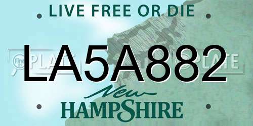 LA5A882 New Hampshire License Plate