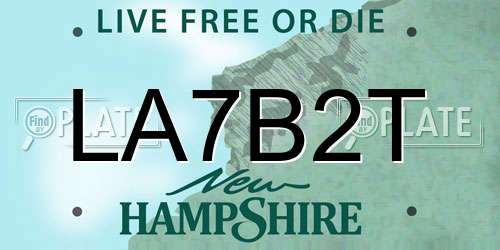 LA7B2T New Hampshire License Plate
