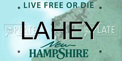 LAHEY New Hampshire License Plate